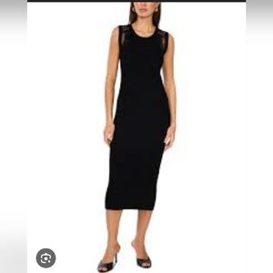 VINCE CAMUTO WOMEN'S EMBROIDERED RIBBED SLEEVELESS MIDI DRESS SIZE LARGE NWT